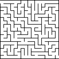 White vector background with a black maze. Black and white maze in a simple style. Pattern for leisure tasks, games.