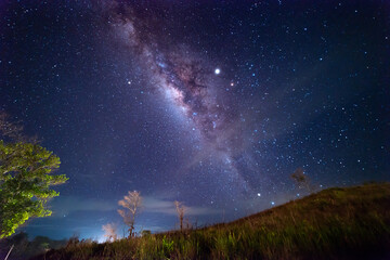 Beautiful nightscape with Starry and Milky Way Galaxy rising in Kudat Sabah North Borneo. Image...