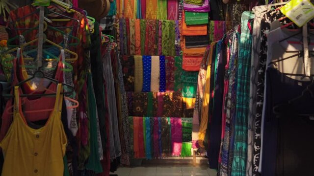 Souvenir and clothes shops in Indonesian market. Slow-mo Shots In Ubud Bazaar A Beautiful Bazaar In Indonesia Bali Ubud