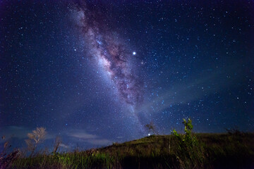 Beautiful nightscape with Starry and Milky Way Galaxy rising in Kudat Sabah North Borneo. Image...