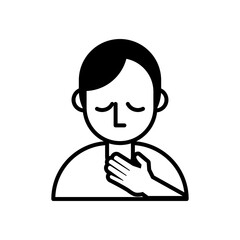 person with sore throat covid19 symptom line style