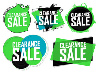 Set Clearance Sale banners design template, discount tags, special edition, vector illustration