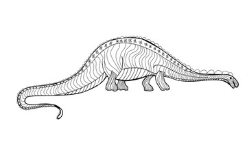 Dinosaur, Cretaceous, line illustration for coloring. Coloring book for adults and children. prehistoric period.