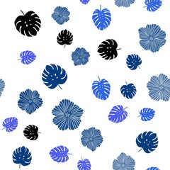 Light Blue, Green vector seamless natural artwork with flowers, leaves. Sketchy doodles on white background. Pattern for design of fabric, wallpapers.
