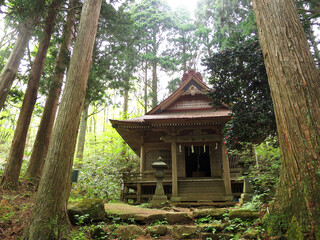 The Gosyaden Hall of Shinzan Shrine (真山神社五社殿) in Oga, Akita Prefecture, JAPAN, which is related with the Namahage folklore in Akita