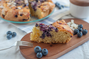sweet home made almond blueberry pie on a plate