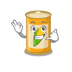 Caricature design of corn tin showing call me funny gesture