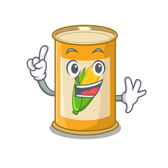 Corn tin caricature design style with one finger gesture