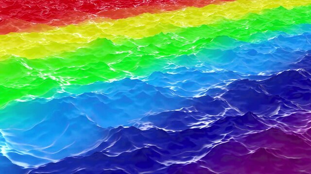 Ocean Waves Rainbow 3D - Relaxing Seamless Loop 3D Motion Graphics