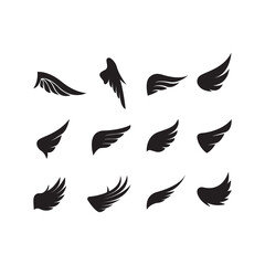 Wings symbol collection, flying eagle bird logo design vector