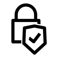 Secure with padlock and shield