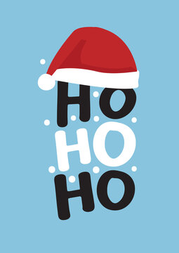Vector isolated illustration of a typography phase ho ho ho against a colour background. Santa Claus laugh Christmas style.
