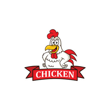 Chicken character logo template design vector