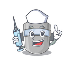 Welding mask humble nurse mascot design with a syringe