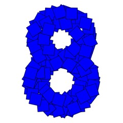 Bright blue numbers created using blue squares on a white background