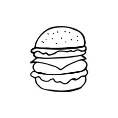doodle illustration of a hamburger fast food