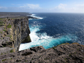 Cliff of the Dun Aengus on Inis Mór Island, part of the Aran Islands, IRELAND