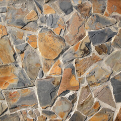 close up of the stone wall, texture and pattern of natural stone background with space for text or image