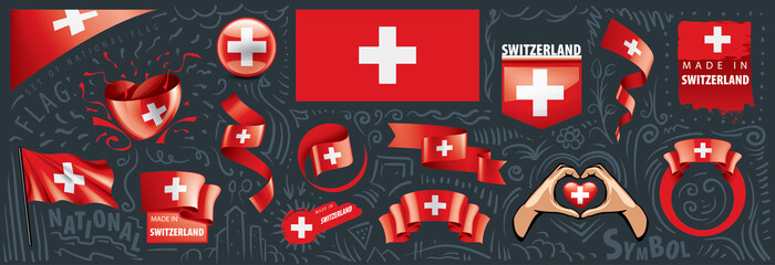Vector set of the national flag of Switzerland in various creative designs