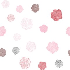 Light Red vector seamless doodle pattern with flowers. Brand new colored illustration with flowers. Pattern for trendy fabric, wallpapers.