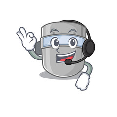 Fototapeta premium A stunning welding mask mascot character concept wearing headphone