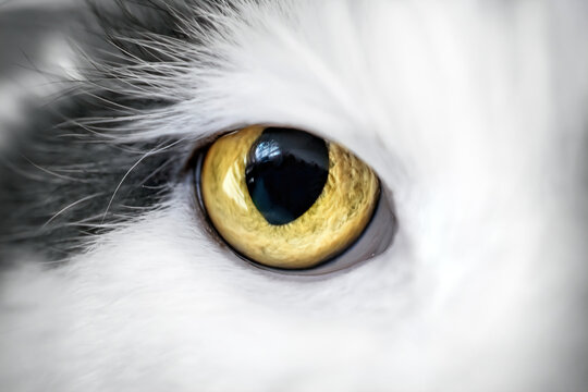macro photo of a yellow cat's eye