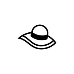 Summer hat vector icon in black flat glyph, filled style isolated on white background