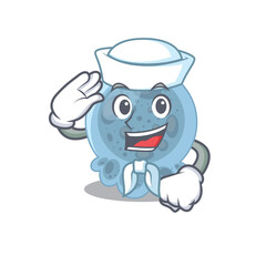 A brave sailor caricature design style of pasteurella ready to sail