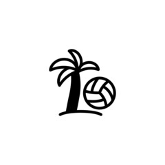 Beach volleyball vector icon in black flat glyph, filled style isolated on white background