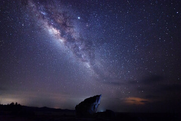 Beautiful nightscape with Starry night and Milky Way Galaxy rising in Kudat Sabah North Borneo. 