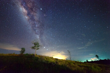 Beautiful nightscape with Starry night and Milky Way Galaxy rising in Kudat Sabah North Borneo. 