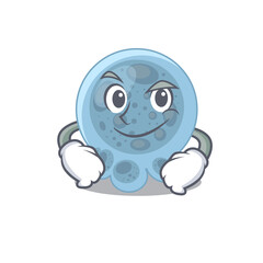 A cute caricature picture of pasteurella having confident gesture