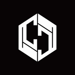 CC Logo monogram with hexagon inside the shape design template