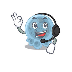 Pasteurella caricature cartoon character concept wearing headphone