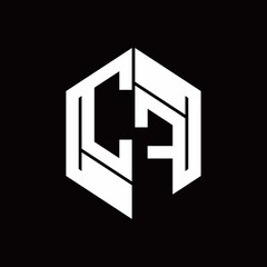 CF Logo monogram with hexagon inside the shape design template