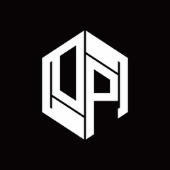 DP Logo monogram with hexagon inside the shape design template