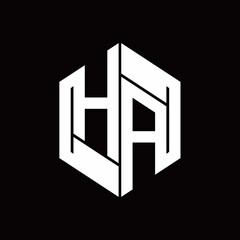 HA Logo monogram with hexagon inside the shape design template