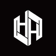 HH Logo monogram with hexagon inside the shape design template