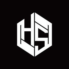 HS Logo monogram with hexagon inside the shape design template