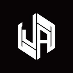 JA Logo monogram with hexagon inside the shape design template