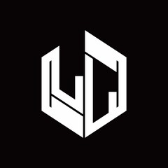 LL Logo monogram with hexagon inside the shape design template