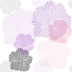 Light Purple, Pink vector seamless doodle background with flowers. Modern abstract illustration with flowers. Pattern for trendy fabric, wallpapers.
