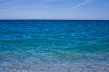 Blue transparent sea water background