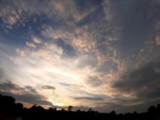 Sunset under clouds