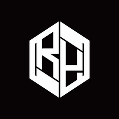 RY Logo monogram with hexagon inside the shape design template
