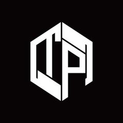 TP Logo monogram with hexagon inside the shape design template