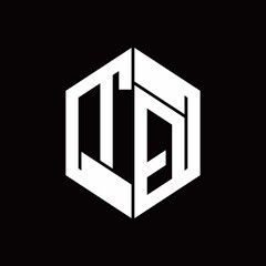TQ Logo monogram with hexagon inside the shape design template