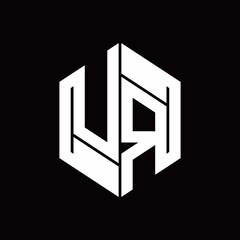 UR Logo monogram with hexagon inside the shape design template