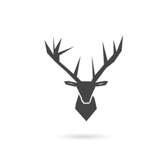 Deer Head Silhouette icon with shadow