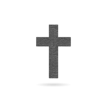 Christian cross icon with shadow